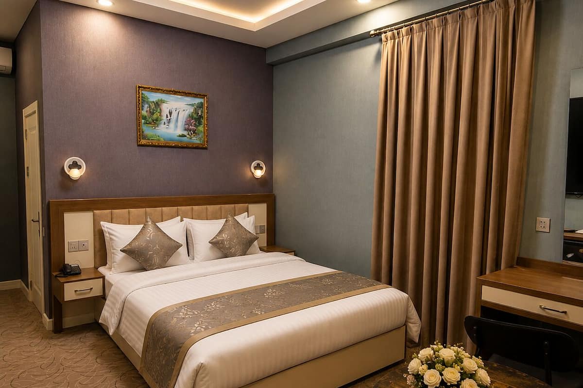 Deluxe Double Room, Balcony | Minibar, in-room safe, desk, laptop workspace