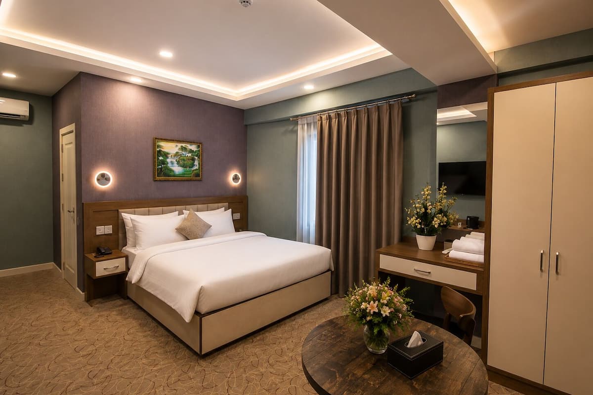 Standard Double Room | Minibar, in-room safe, desk, laptop workspace
