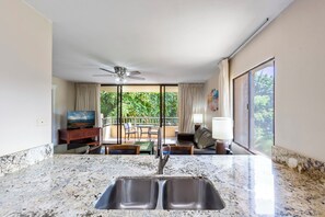 Condo, Multiple Beds, Balcony, Partial Ocean View | Private kitchen | Coffee/tea maker, fridge, microwave, oven - Paki Maui 127 (Lahaina)