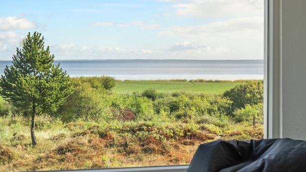 A room with a large window overlooking a coastal landscape with a tree and grassy fields. - "Toralf" - 3.5km from the sea by Interhome (Rømø)