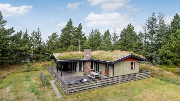 A modern cabin with a flat roof, a covered porch, and a chimney. - "Falki" - 2.5km from the sea by Interhome (Rømø)