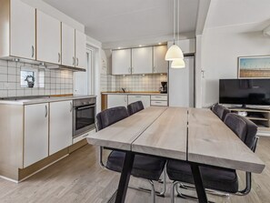 Fridge, oven, dishwasher, high chair