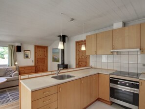 Fridge, microwave, oven, high chair