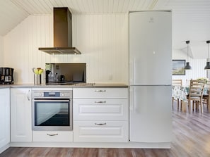 Fridge, oven, dishwasher, high chair