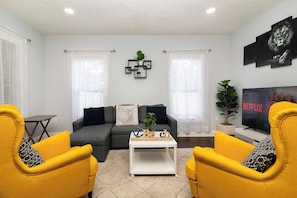 House, Multiple Beds, Kitchen | Living area