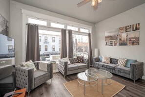 Condo, Multiple Beds, Kitchen | Living area | TV - The Heart of Madison Suites (Covington)