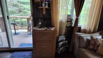 Fireplace, books