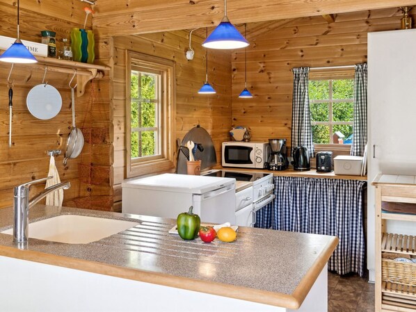 Fridge, microwave, dishwasher, high chair