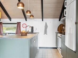 Fridge, dishwasher, cookware/dishes/utensils