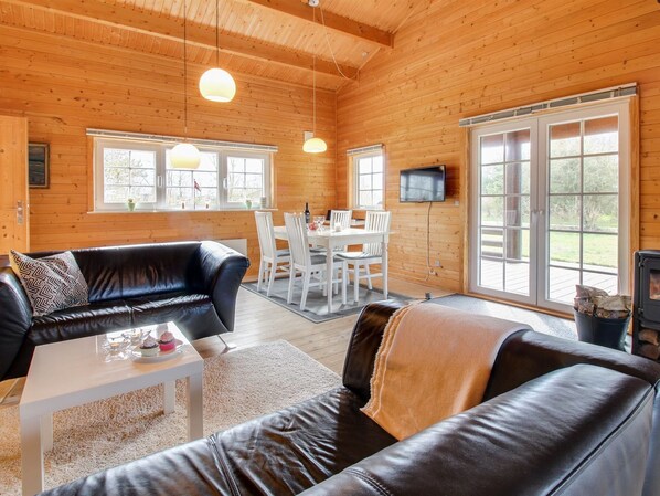 Télévision, cheminée, lecteur de DVD