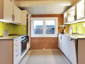 Fridge, oven, dishwasher, high chair
