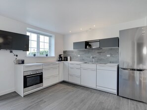 Fridge, oven, dishwasher, high chair