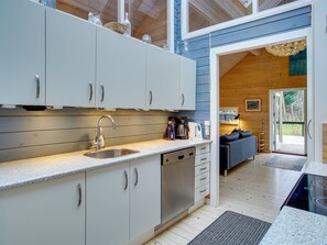 Fridge, oven, dishwasher, high chair