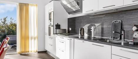 Fridge, microwave, oven, dishwasher