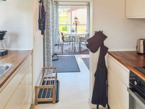 Fridge, oven, dishwasher, high chair