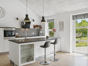 Fridge, oven, dishwasher, high chair