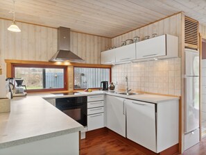 Fridge, oven, dishwasher, high chair