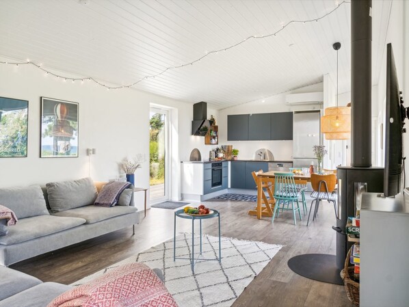 Televisión y chimenea 