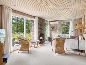 TV, fireplace, foosball