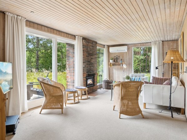 TV, fireplace, foosball