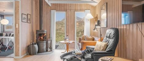 Fernseher, Kamin, DVD-Player