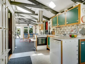 Fridge, microwave, cookware/dishes/utensils
