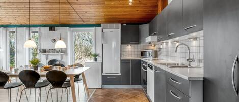 Fridge, microwave, oven, dishwasher