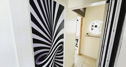 Cozy and Modern Apartment Black & White with Jacuzzi on Terrace