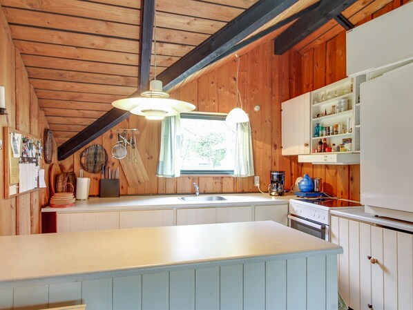 Fridge, oven, cookware/dishes/utensils