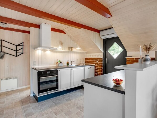 Fridge, oven, dishwasher, high chair