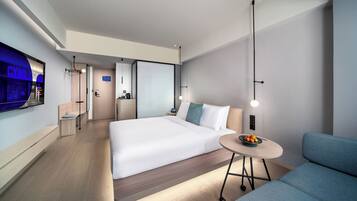 Kamar Double Bisnis, 1 kamar tidur, Bebas Asap Rokok, pemandangan kota | Seprai katun Mesir, seprai premium, dan selimut bulu angsa