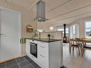 Fridge, oven, dishwasher, high chair