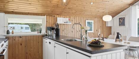 Fridge, oven, dishwasher, cookware/dishes/utensils