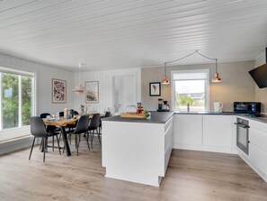 Fridge, microwave, dishwasher, high chair