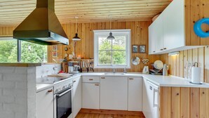Fridge, microwave, cookware/dishes/utensils