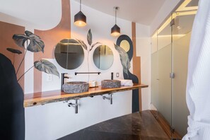 Standard Studio Suite, 1 King Bed, Pool Access | Bathroom | Separate bathtub and shower, deep-soaking bathtub, rainfall showerhead - Suite Amor Tulum -Onsite Cenote, Temazcal & Spa (Tulum)