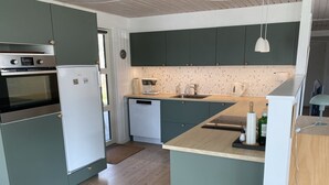 A compact kitchen with a built-in oven, a dishwasher, and a sink. - "Chrissie" - 150m from the sea by Interhome (Hals)