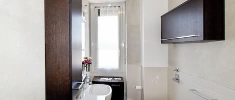 Eco-friendly toiletries, hair dryer, towels, soap