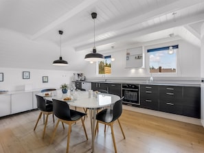 Fridge, oven, dishwasher, high chair