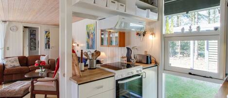 Fridge, oven, dishwasher, high chair