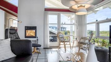 Télévision, cheminée, lecteur de DVD