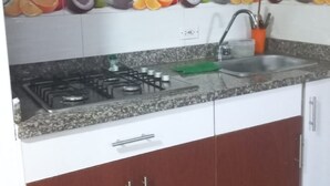 A kitchen with a gas stove, sink, and cabinets.