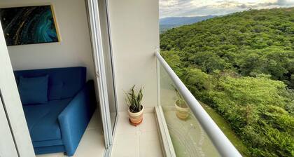 Modern 1-Bedroom Retreat with Serene Views in Bucaramanga's Metropolitan Area