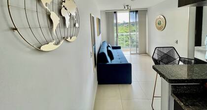 Modern 1-Bedroom Retreat with Serene Views in Bucaramanga's Metropolitan Area