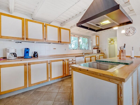 Fridge, oven, dishwasher, cookware/dishes/utensils
