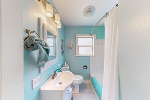 Hair dryer, towels