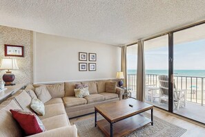 TV - Beach Front Condo | Condo in Murrells Inlet w/ocean view balcony, pool & hot tub (Murrells Inlet)