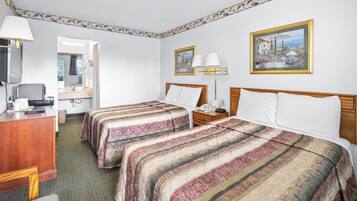 Individually furnished, desk, laptop workspace, iron/ironing board