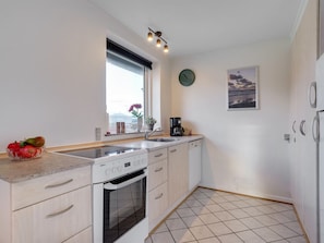 Fridge, dishwasher, cookware/dishes/utensils