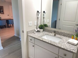 Hair dryer, towels